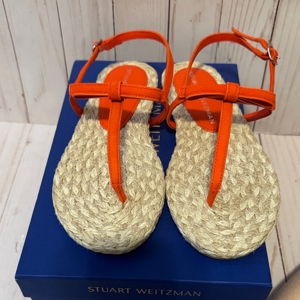 Stuart Weitzman Bright Orange espadrille flat Sandals